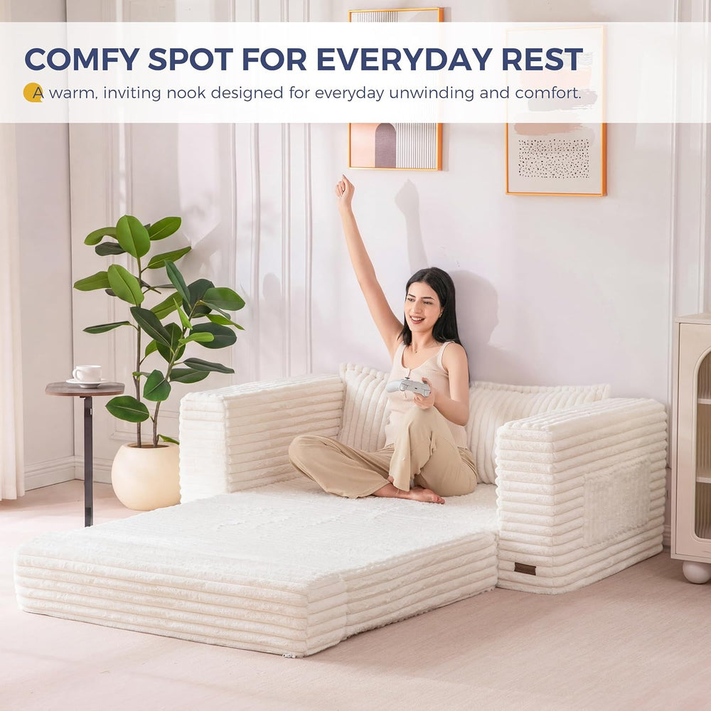 MAXYOYO Convertible Sofa Bed, Pull-Out Loveseat Couch Bed for Small Space
