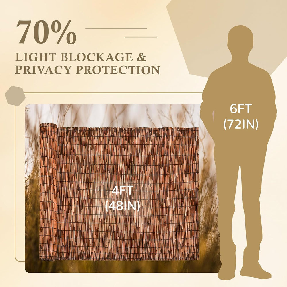 Brown 4FT X16.4FT Reed Fencing Roll Bamboo Privacy Fence Screen