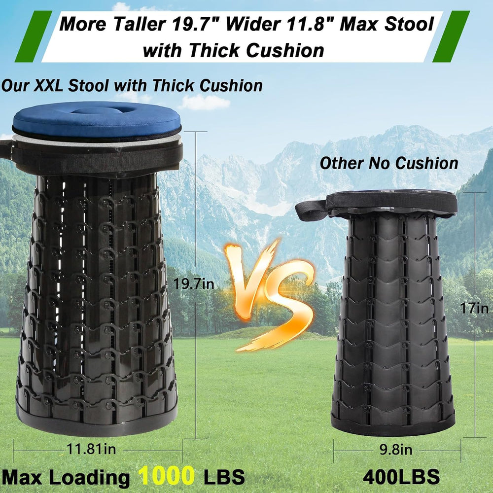 2026 Upgraded XXL Collapsible Stool with Thick Cushion,19.7"H-11.8"...