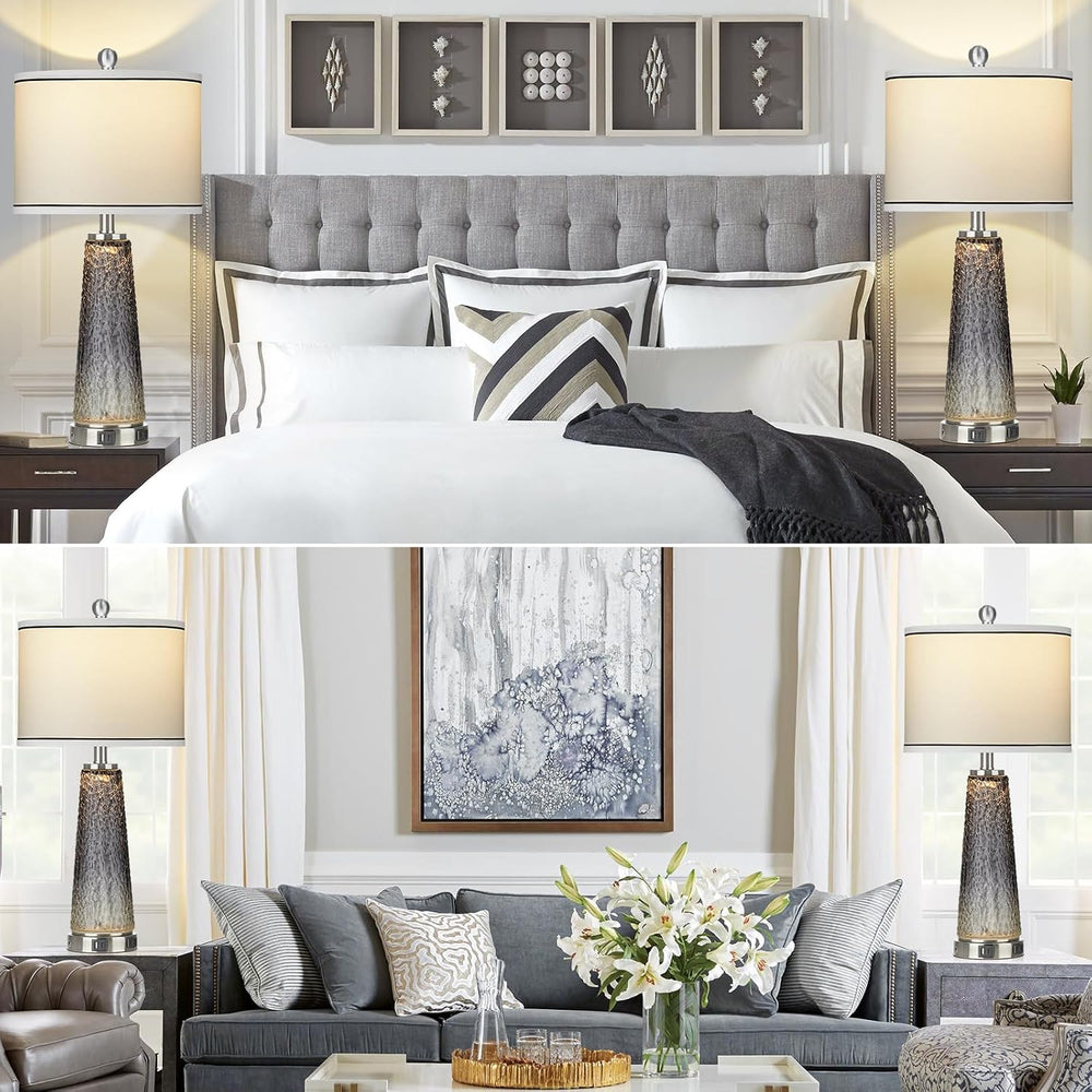 26" Coastal Table Lamps for Living Room, Modern Bedside Lamps for Bedroom