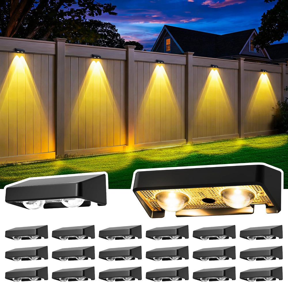 Solar Fence Lights Outdoor, Color Changing, Waterproof IP65, 20 Pack