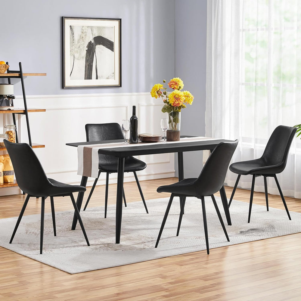 Yaheetech Dining Chairs Set of 6 Mid Century Modern Kitchen Chairs Black