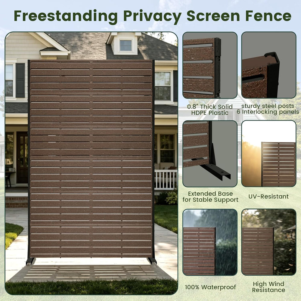 Outdoor Privacy Screen 72" H HDPE Decorative Panel Freestanding Privacy ...