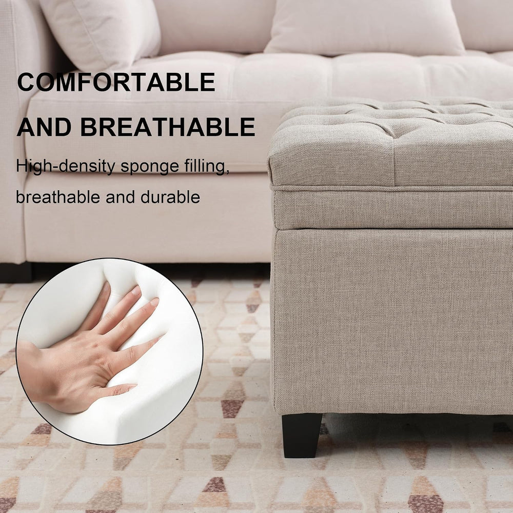 50" Storage Ottoman for Bedroom, End of Bed Bench,Beige