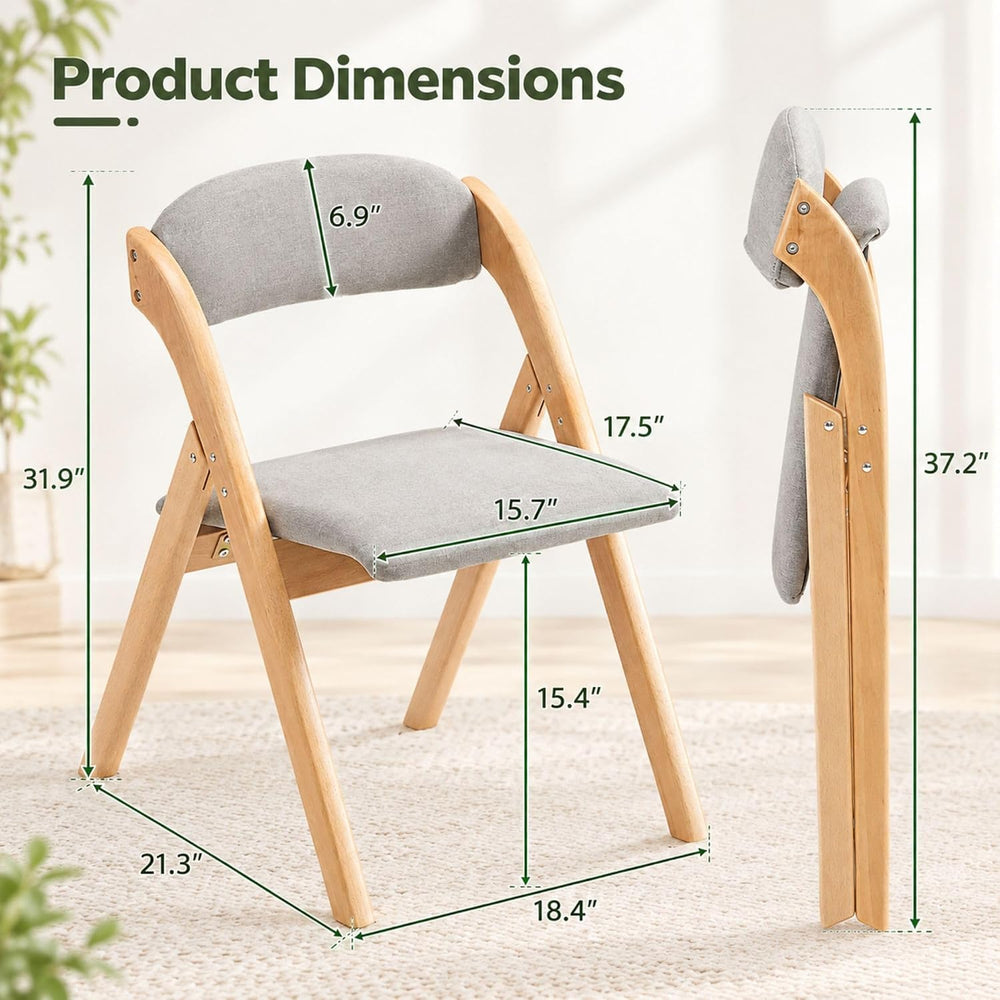 Karl home Folding Dining Chairs Set of 2, Stackable Wooden Padded, Nature