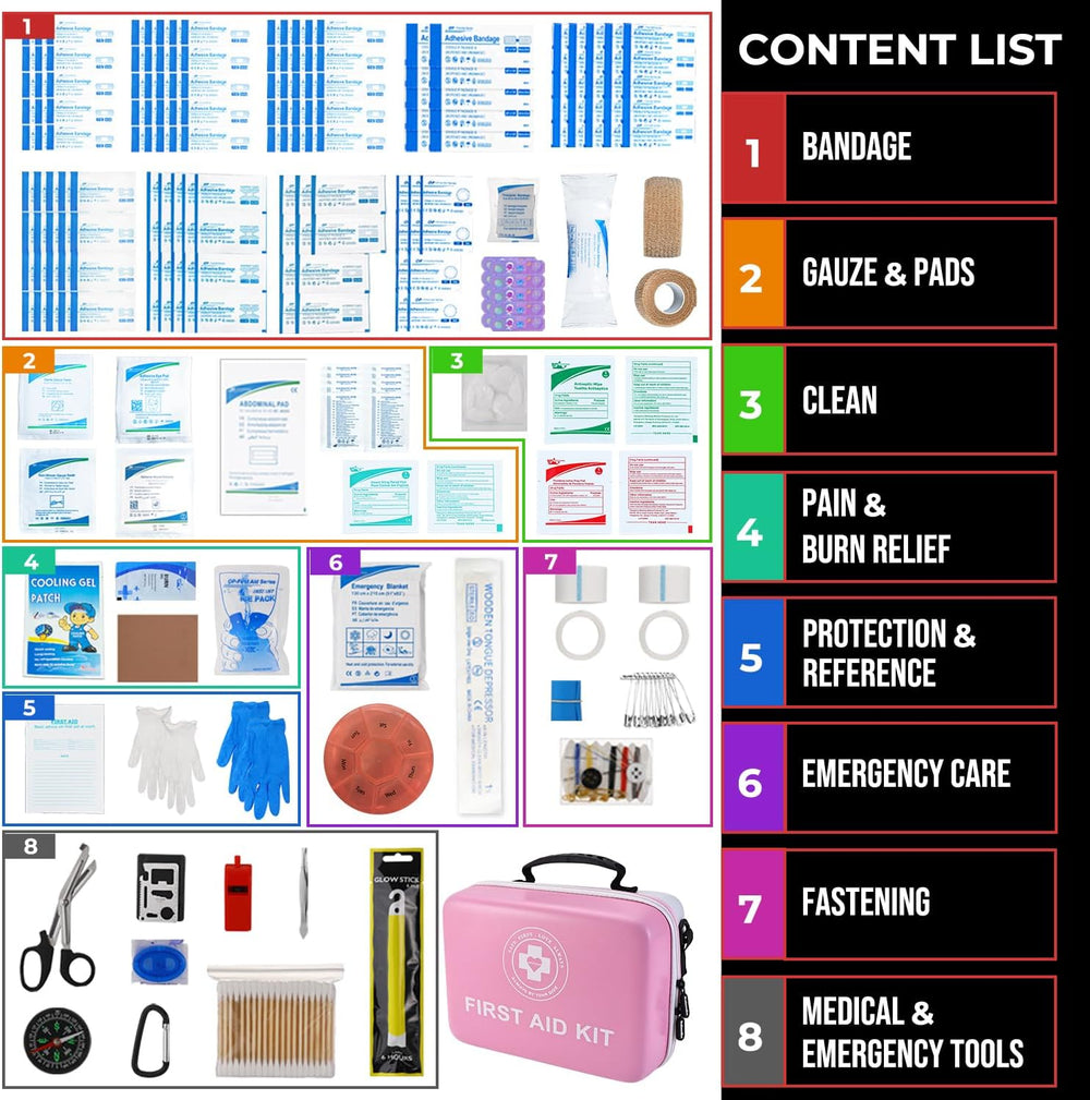 Large First Aid Kit - 410 Piece Dual-Color Emergency Kit with Hard Shell,Prof...