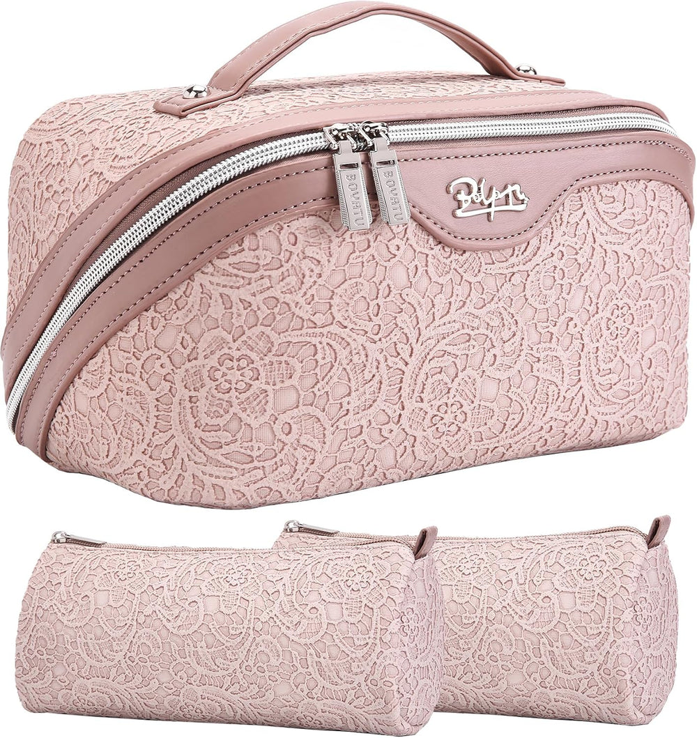 BOYATU Travel Makeup Bags Cosmetic Organizer Bag: 3-Set Large Capacity Make u...