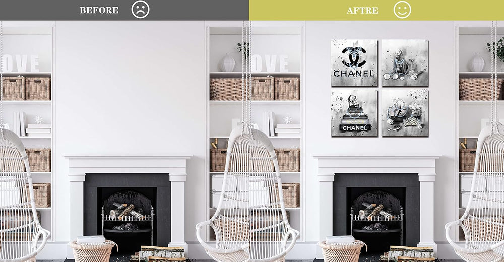 Meetdeceny Fashion Wall-Art For Bedroom Women - Black And White Bathroom Deco...