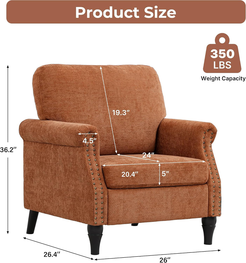 Accent Chair for Living Room, Modern Mid Century Reading Chair Armchair High ...