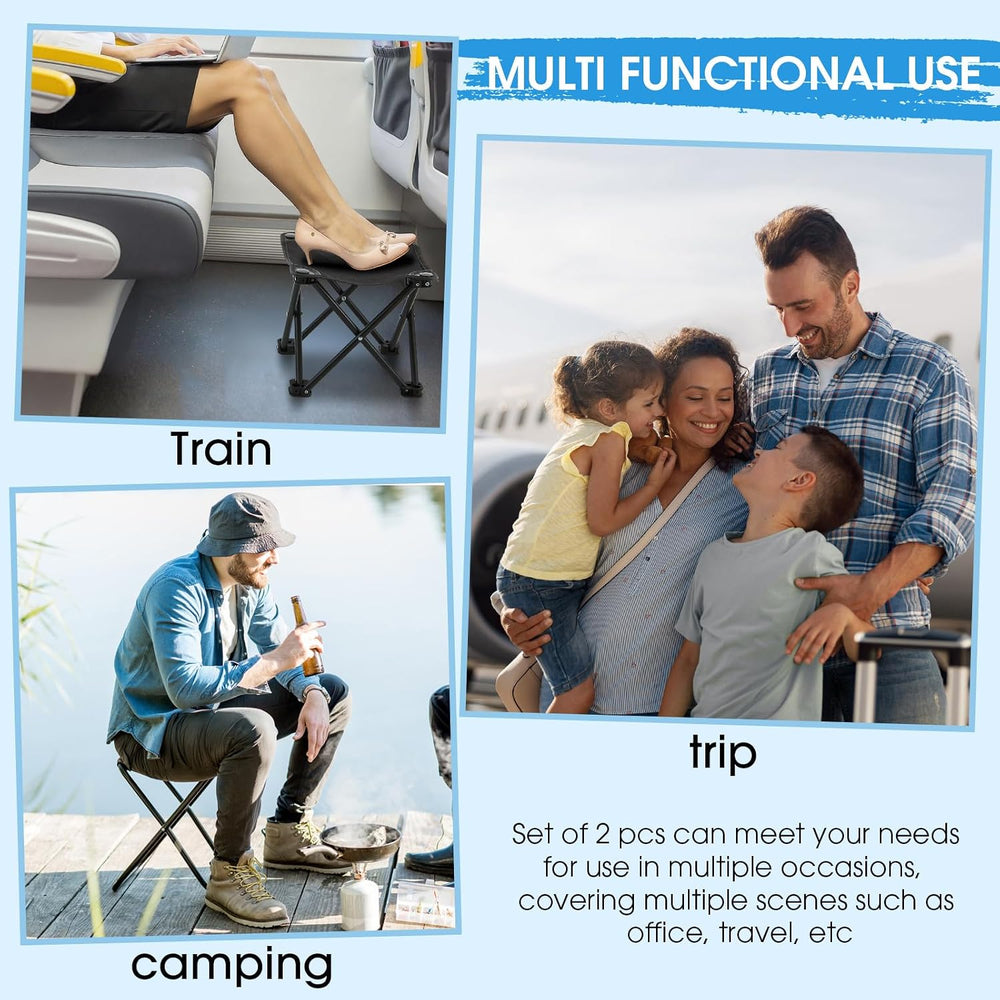 Ripeng 2 Pcs Portable Airplane Travel Foot Rest, Folding Camping Stool, Under...