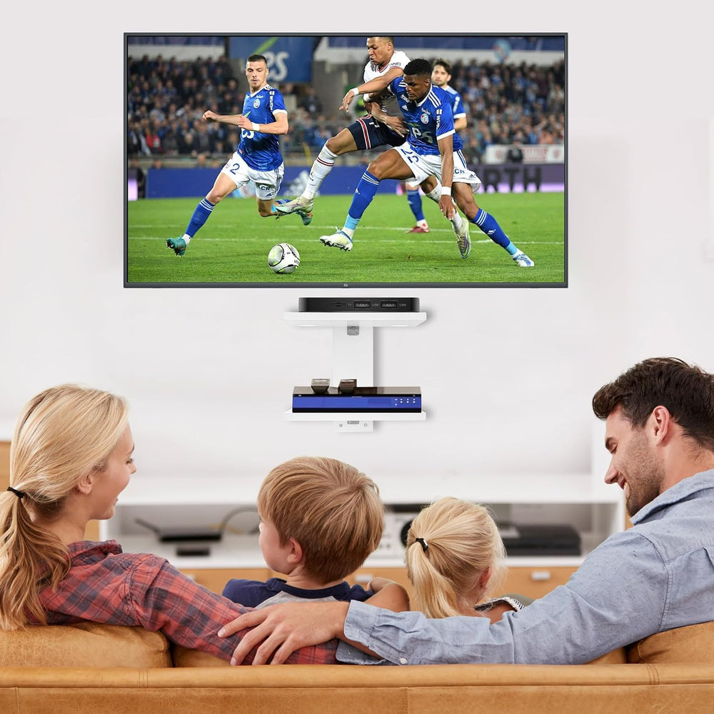 2‑Tier Floating Wall Mount TV Shelf for Projector & DVD Player,White