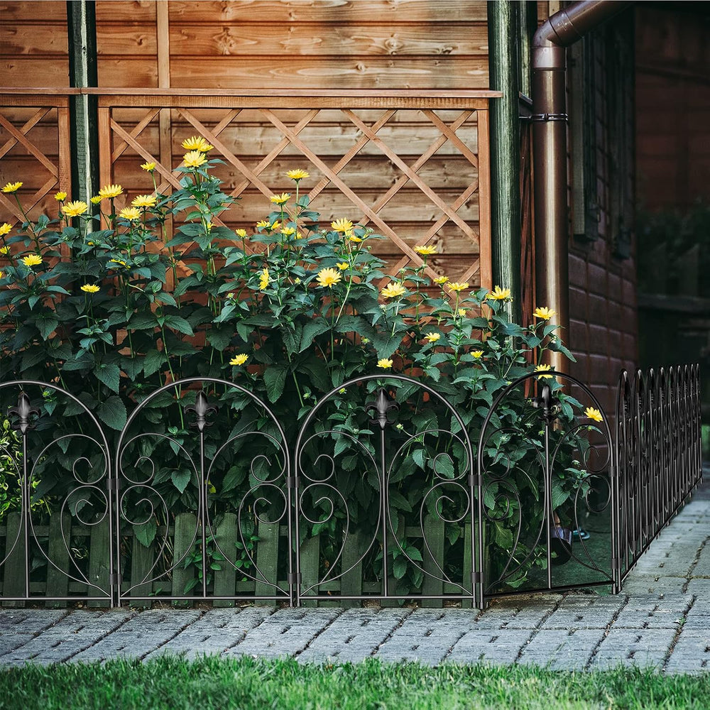 Decorative Garden Fence 19 Pack, 24in(H) x 20ft(L) Animal Barrier Fence, Rust...