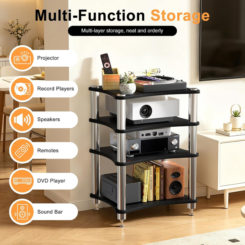 4 Tier AV Media Stand Stereo Cabinets for Audio Equipment