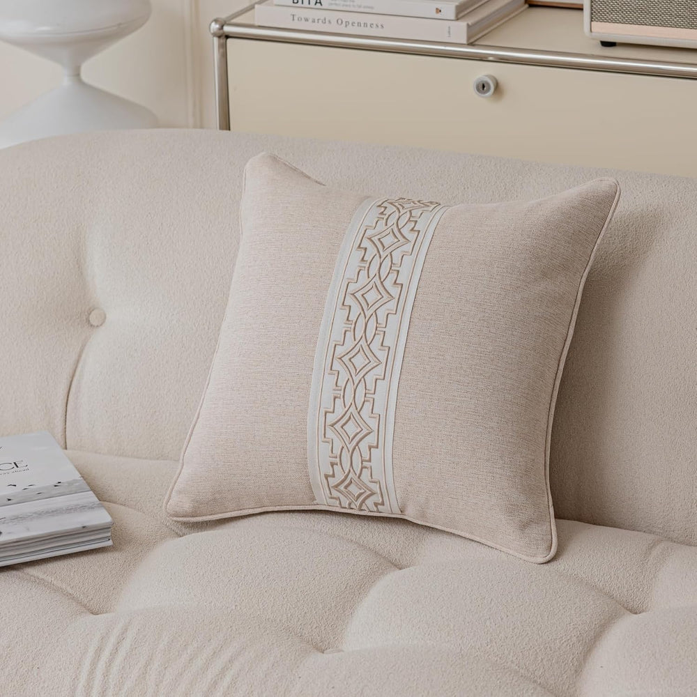 VisionaryHomeDesign Throw Pillow Case, Soft Beige, 18 x 18 Inches