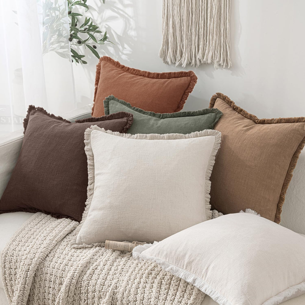 MIULEE Linen Decorative Fall Euro Throw Pillow Covers Dark Brown 26x26