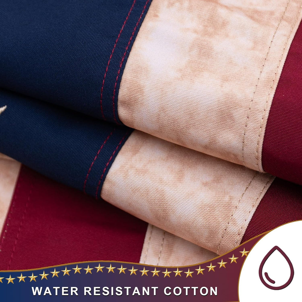 JRED 100% Cotton 1776 Betsy Ross Flag for Outside, 3x5 Tea-Stained 13 Star Co...