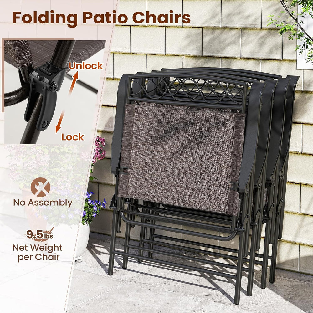 Tangkula Folding Chairs for Outside Set of 4, Portable Outdoor Dining Chairs ...