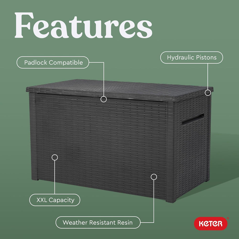 Keter Java 230 Gal Outdoor Storage Box for Patio and Pool Accessories