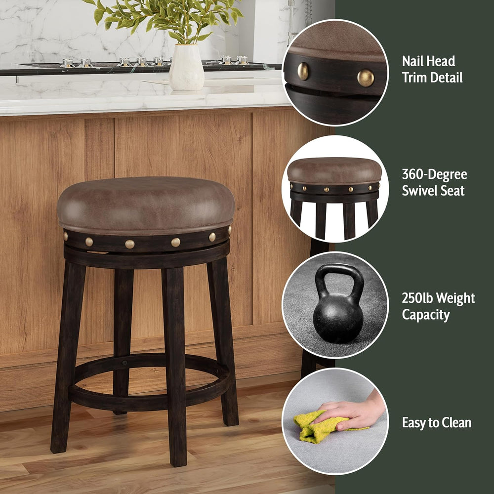 Hillsdale Benard Backless Swivel Counter Stool Height, Brown