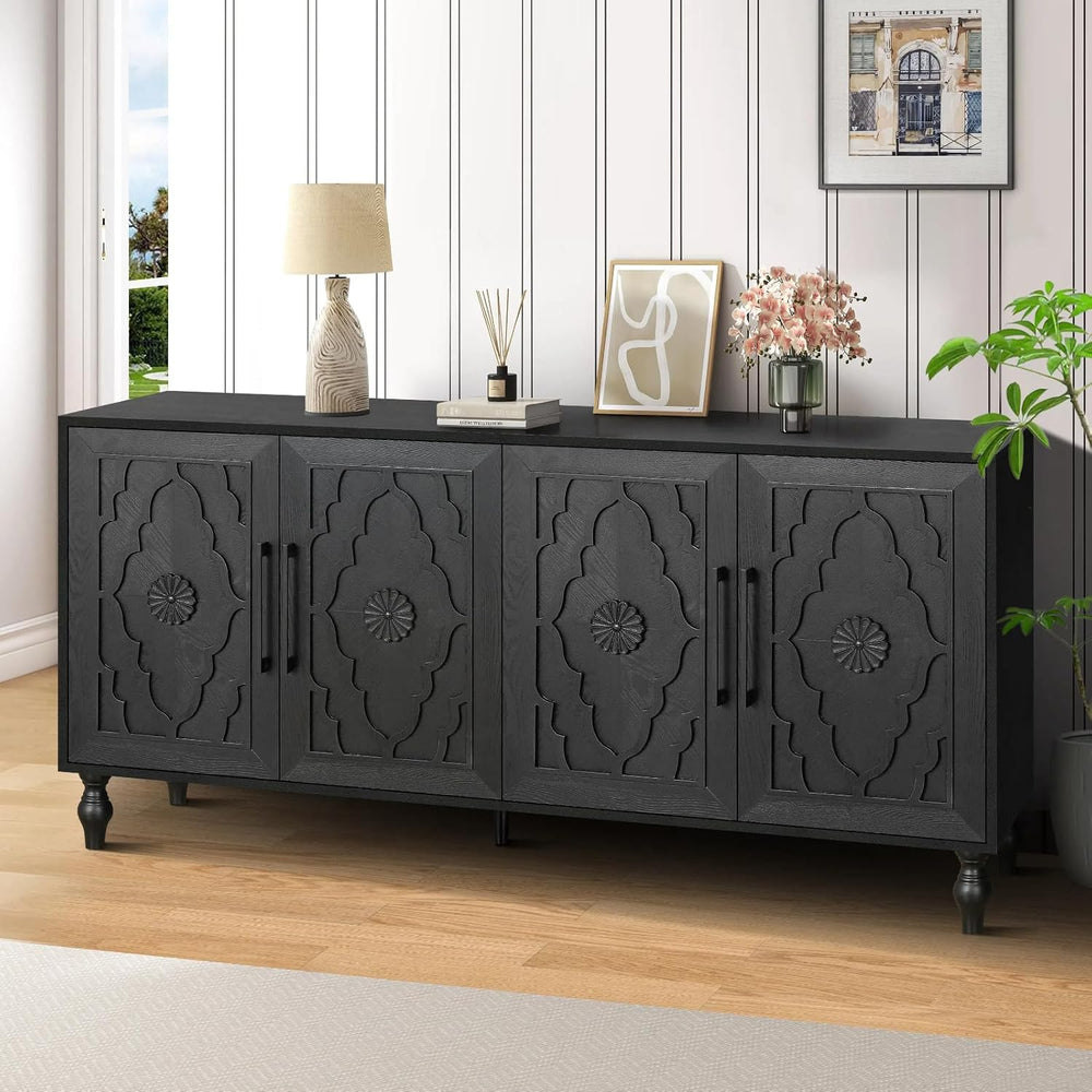 Sideboard Buffet Cabinet, Living Dining Room Accent Cabinet Black