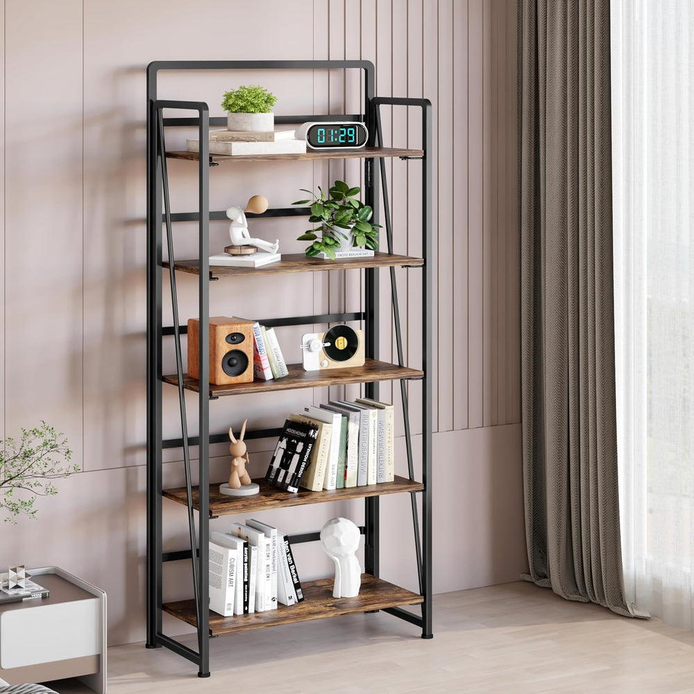 BHG No Assembly Folding Bookshelf for Living Room,Collapsible Book Shelf for ...