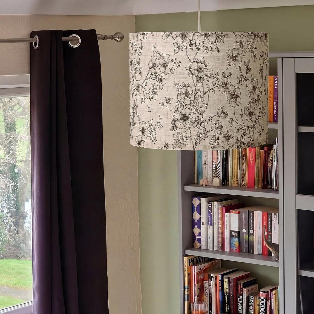 Hortsun 2 Pcs Drum Lamp Shades French Retro Floral Table Lamps Spider