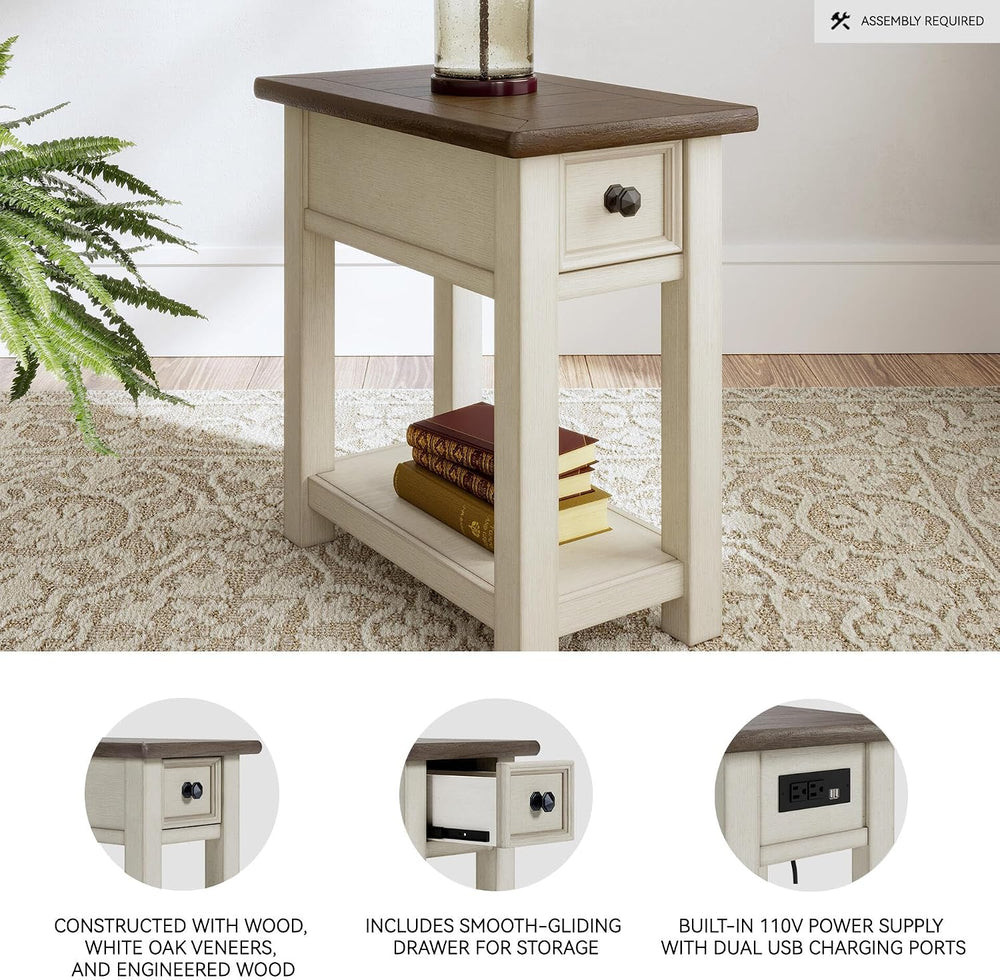 Signature Design by Ashley Bolanburg Narrow End Table, Charging Station