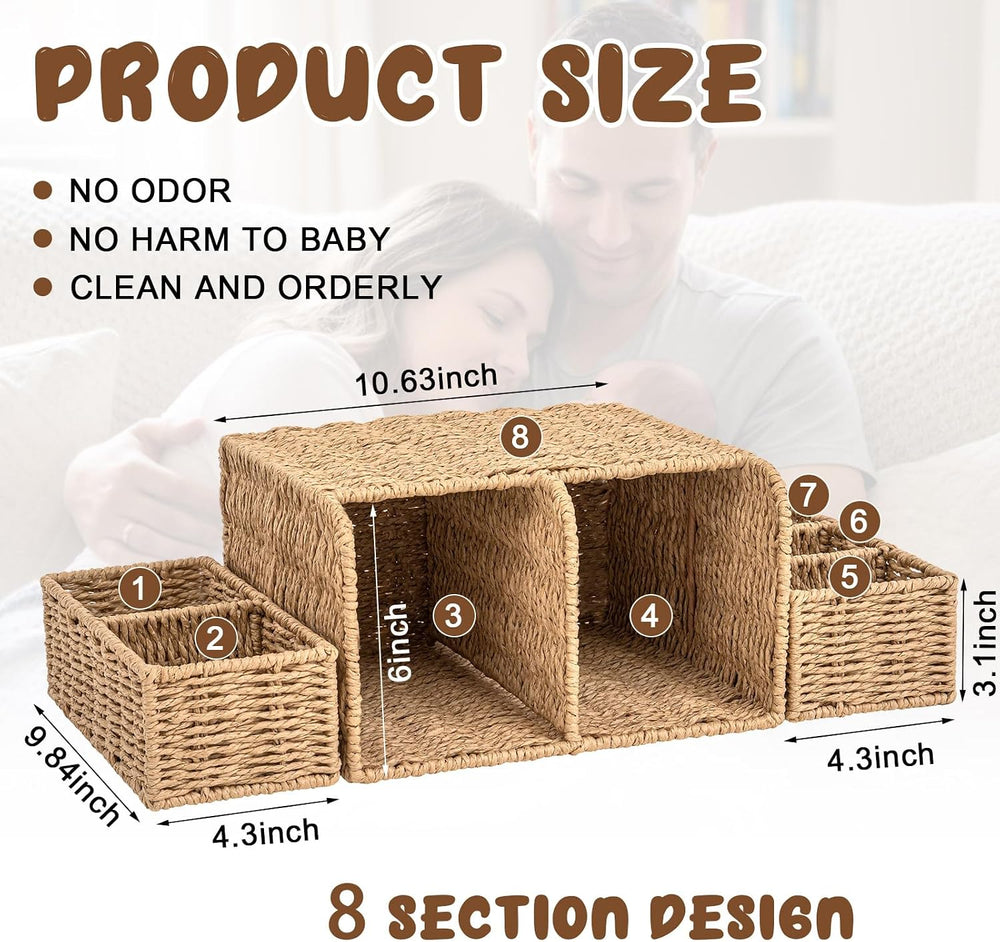 Large Wicker Diaper Caddy Changing Table Organizer, Khaki, Paper