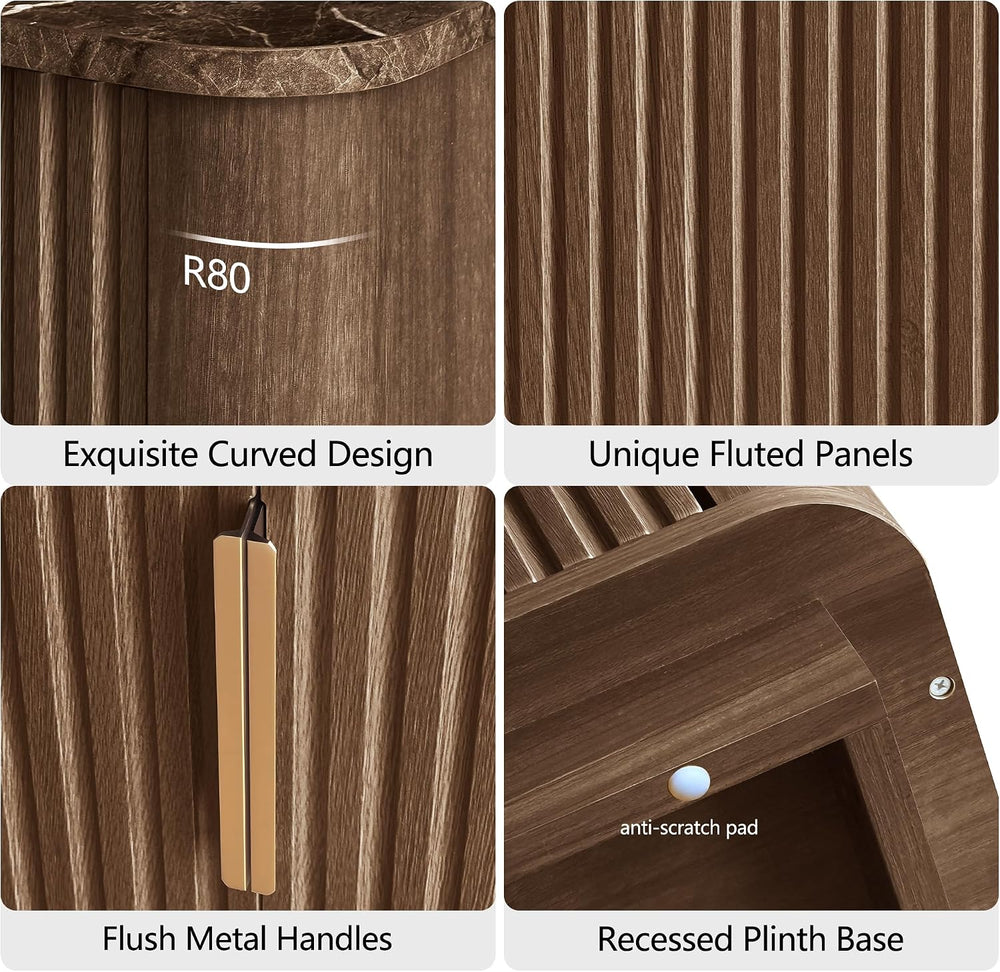 win2win 63" Fluted Sideboard Buffet Cabinet with Storage
