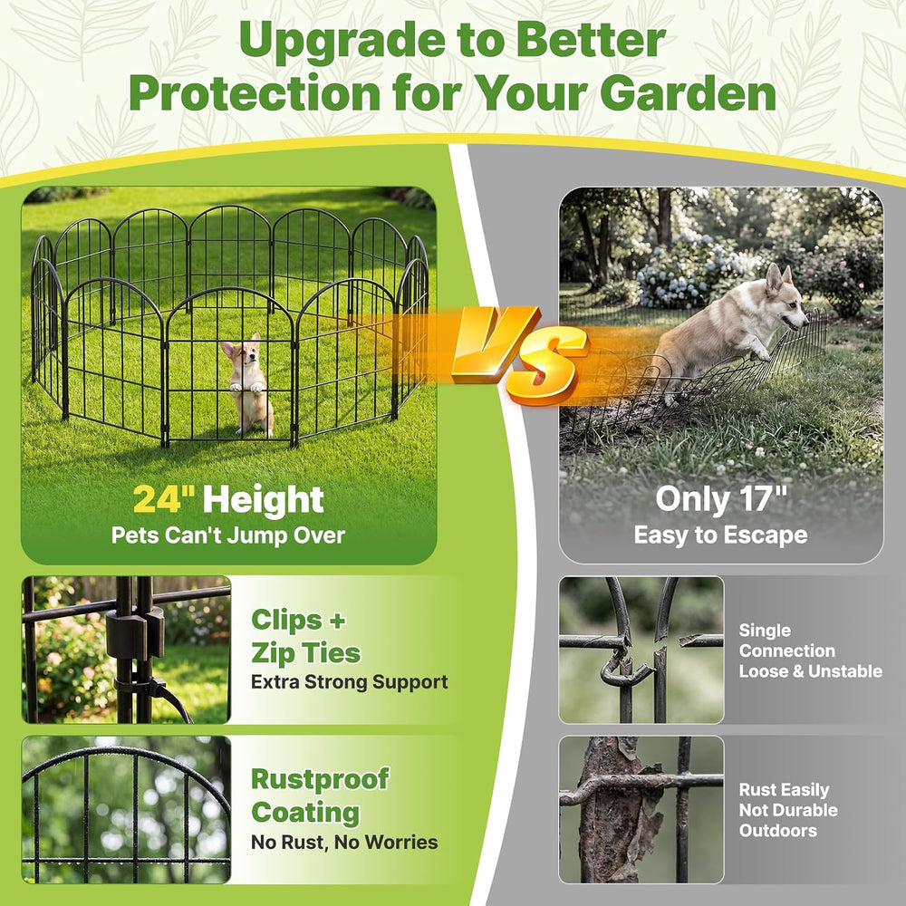 19 Pack Decorative Garden Fence Panels - 24in (H) x 20.58ft (L) Animal Barrie...