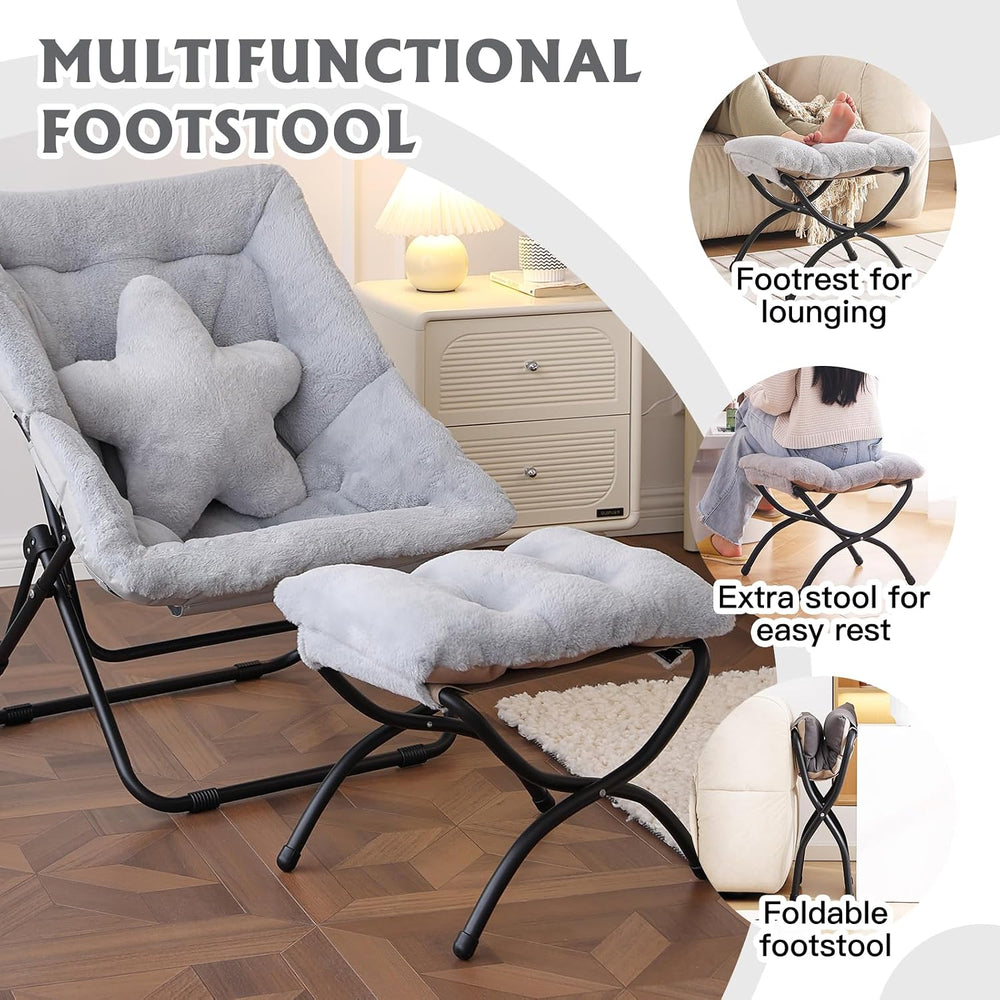 Welnow Folding Ottoman Footstool with Detachable Cushion,15'' H, Plus...