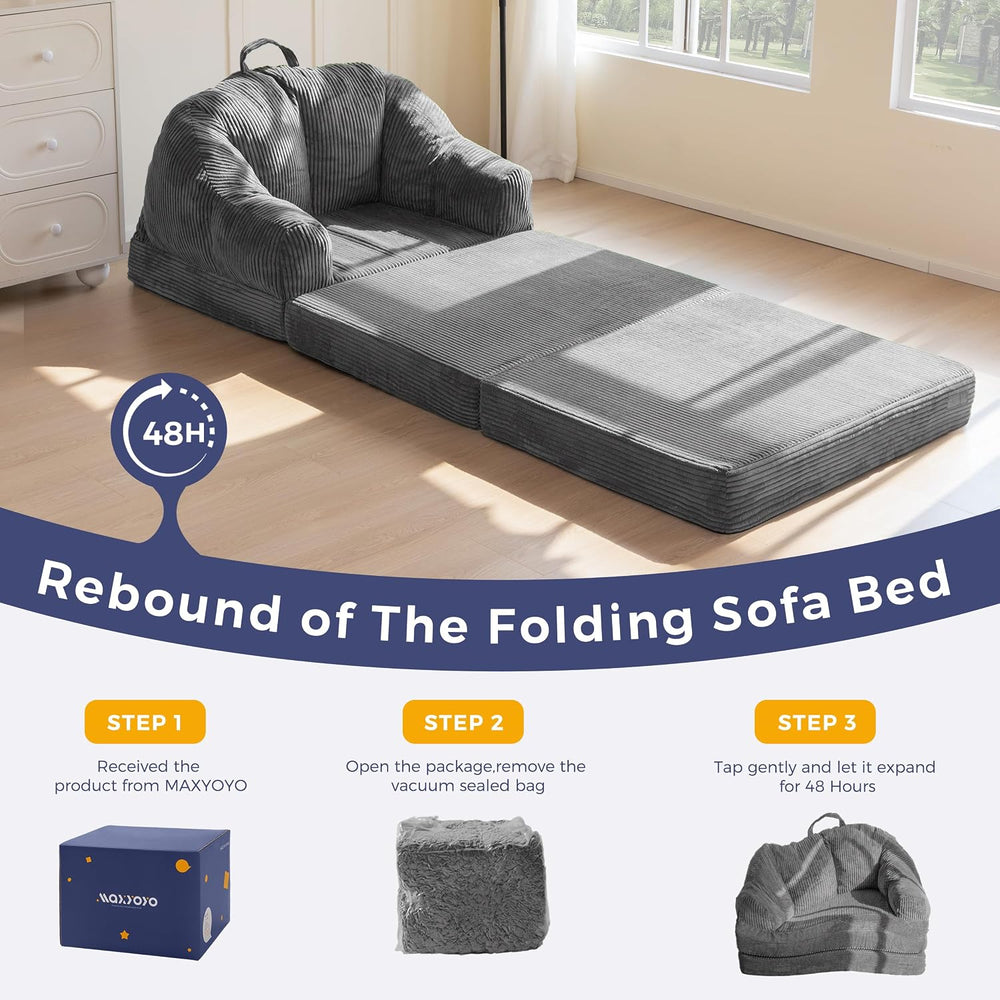 MAXYOYO Folding Sofa Bed with Backrest, Boneless Fold Out Couch with Handle