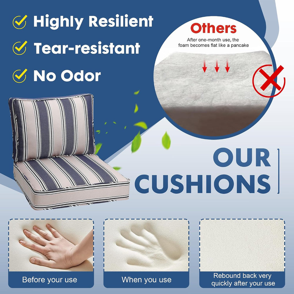 HERMOCE Outdoor Deep Seating Cushion Set, 24" x 24", Waterproof &am...