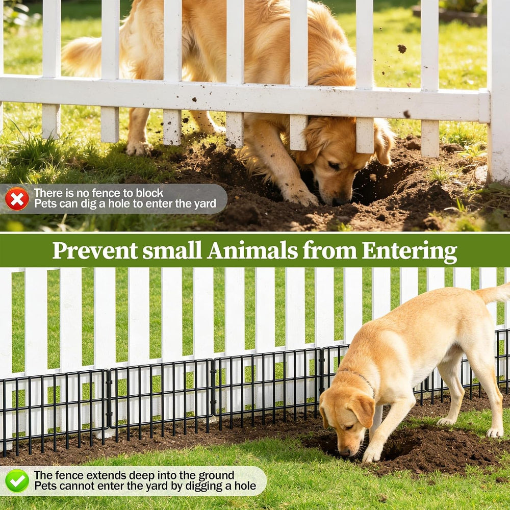 17in (H) x 27ft (L) Garden Fence Animal Barrier, 25 Panels Decorative Garden ...