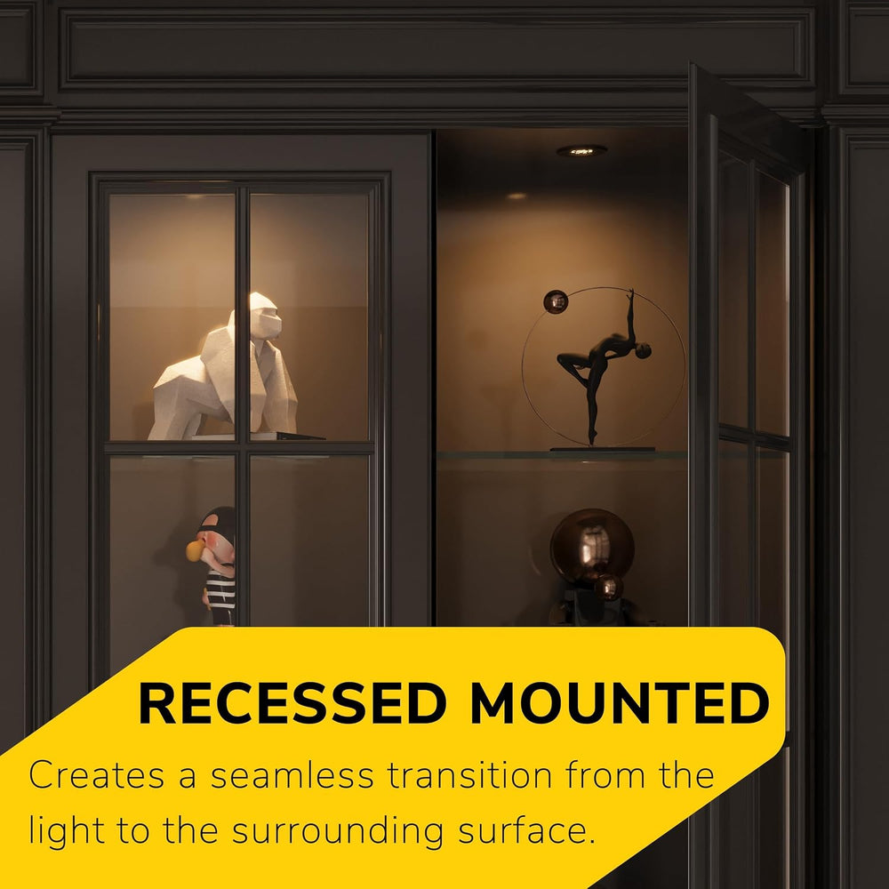 GETINLIGHT 2.5-Inch LED Puck Light Kit, 3-Pack, Plug-in, 3000K, Bronze