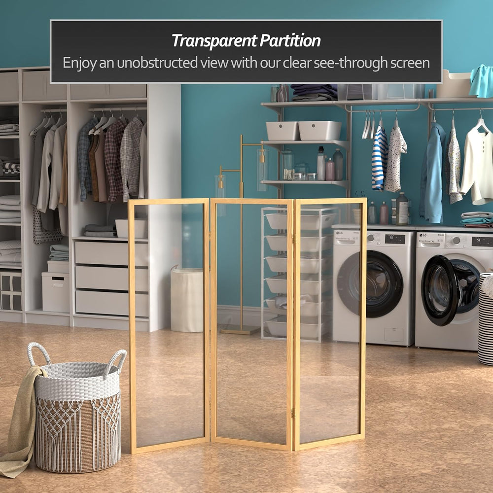 4 ft. Short Clear Plastic Partition Natural 3 Panel