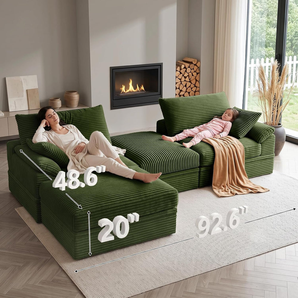 71" Modular Loveseat Sofa with Storage, 2-Seater Boneless Couch with Ott...