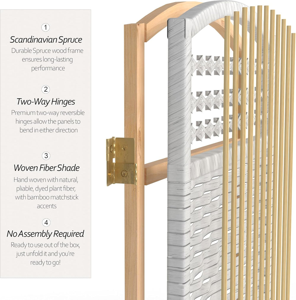 4 ft. Short Fiber Weave Folding Screen - White - 3 Panels