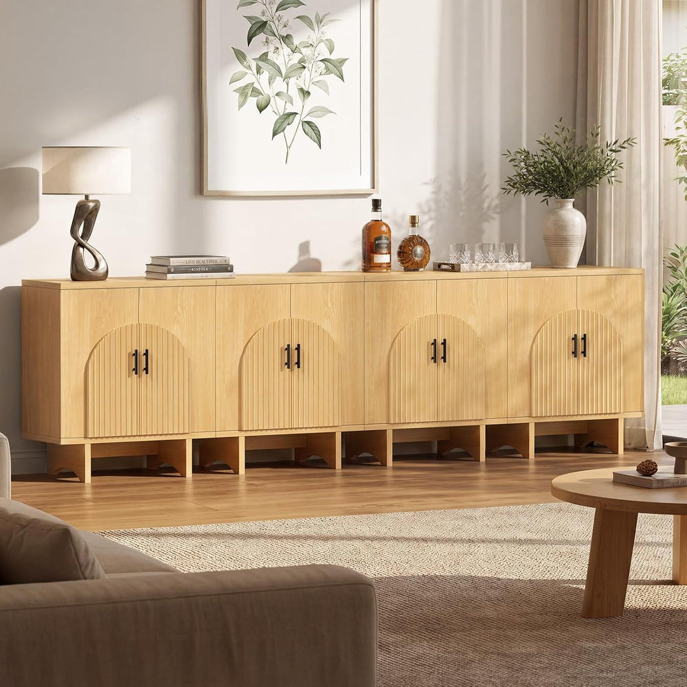 Welzona Fluted Arched Sideboard Buffet Cabinet with Storage Natural