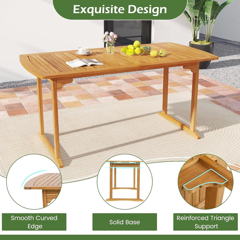 Tangkula 7 Piece Patio Acacia Wood Dining Set for 6, Patio Rectangle Table wi...
