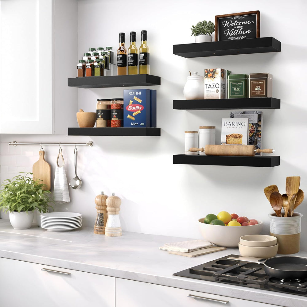 Sorbus 16 Inch Floating Shelves for Wall (2 Pack, Black)
