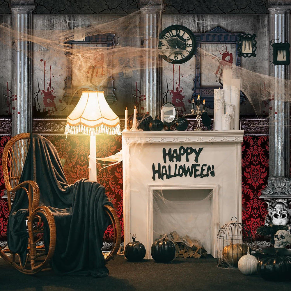 100Ft Halloween Haunted Mansion Backdrop Roll Decorations, Gothic Mansion Roo...