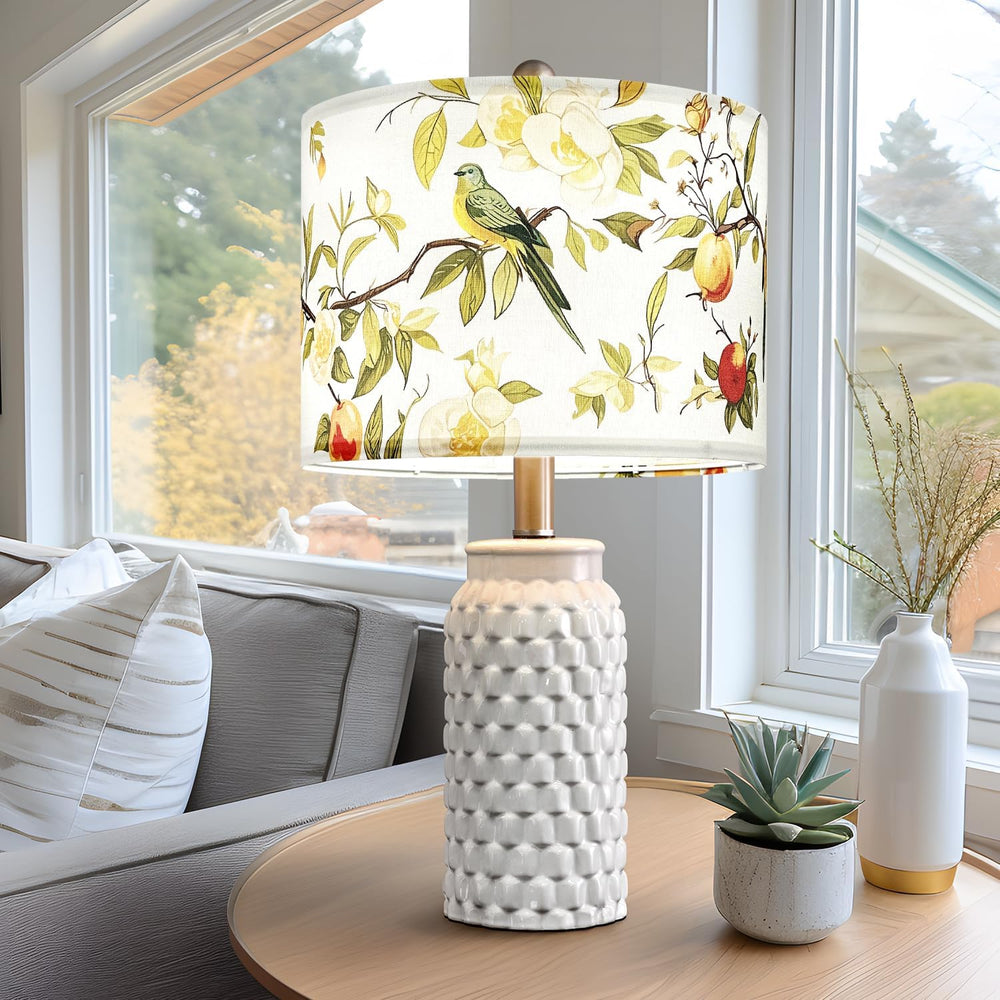 Drum Lamp Shade, Floral Bird, 13 x 13 x 10 Inch