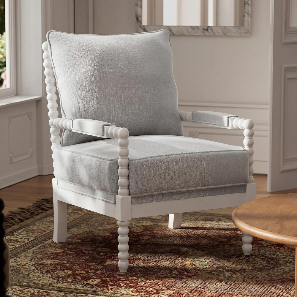 Morden Fort Spindle Accent Chair, Solid Wood Frame, Mid Century Modern Spindl...