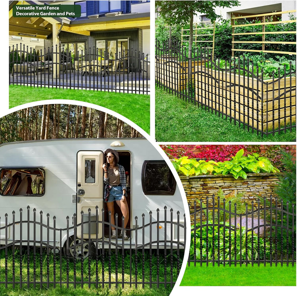 6 Panels Decorative Garden Fence, 40 in(H) X 14.5 ft(L) Dog Fence Outdoor for...