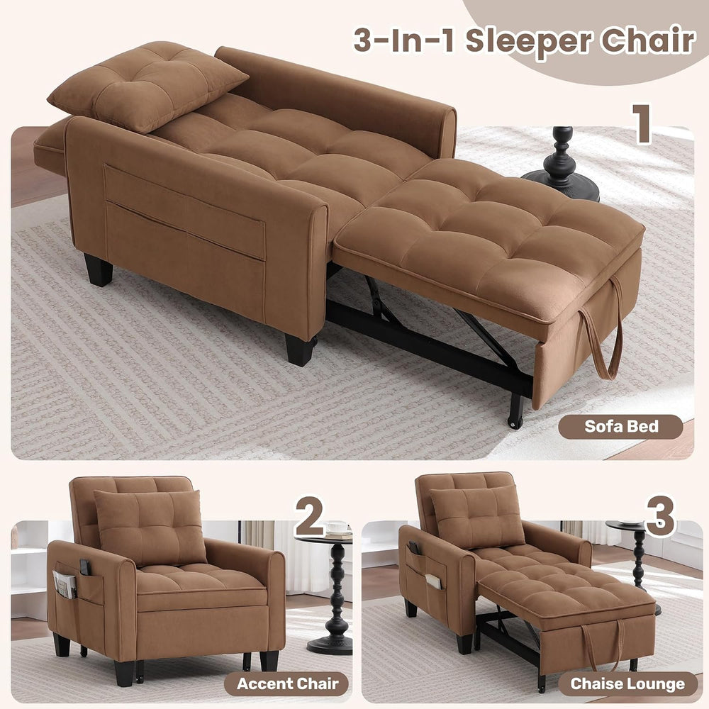 Convertible Sleeper Chair, 3 in 1 Sleeper Chair Bed Pull Out Sofa Bed Chairs,...