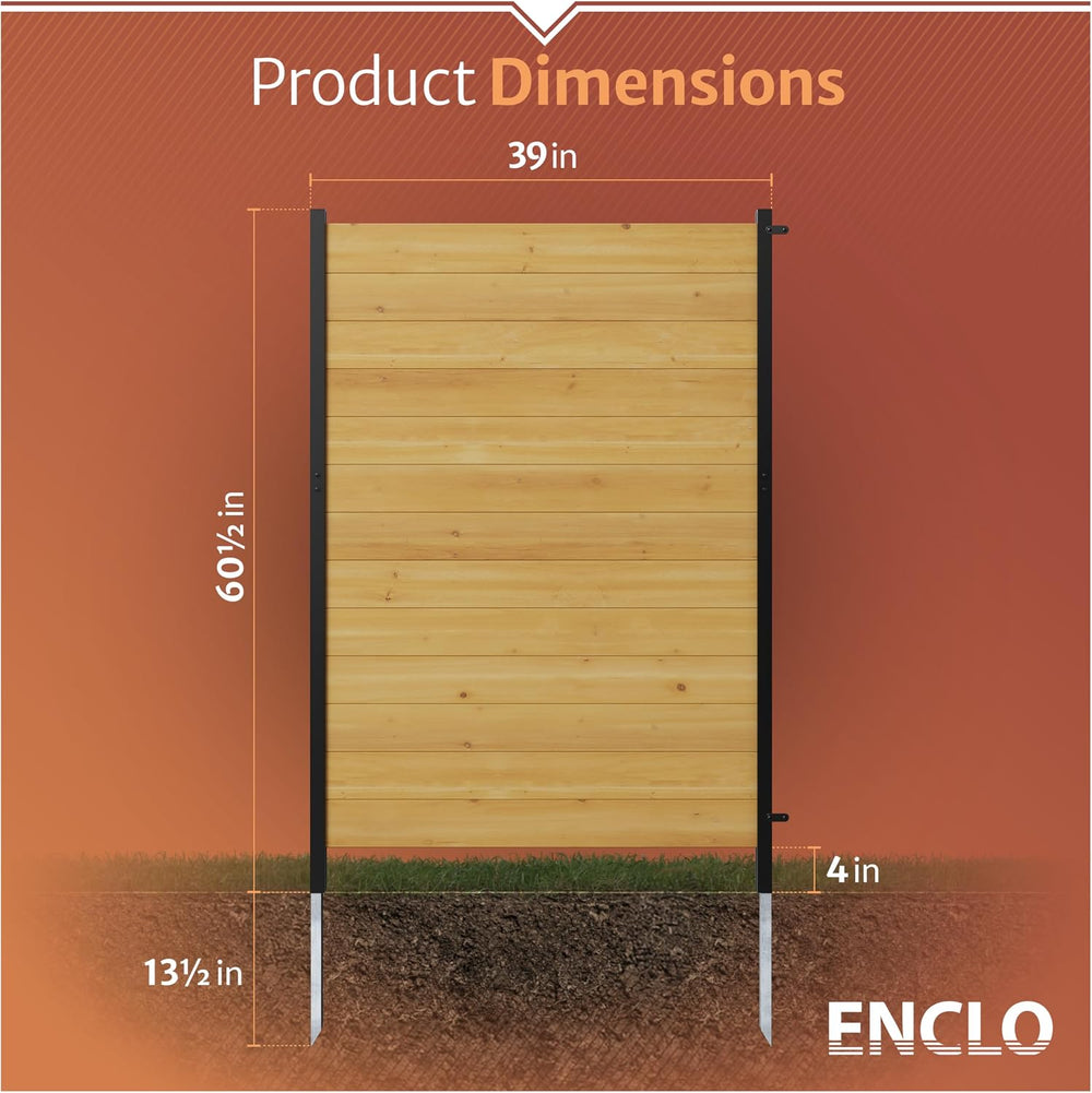 Enclo Fairmont Privacy Screen, Cedar Wood DIY No Dig Kit