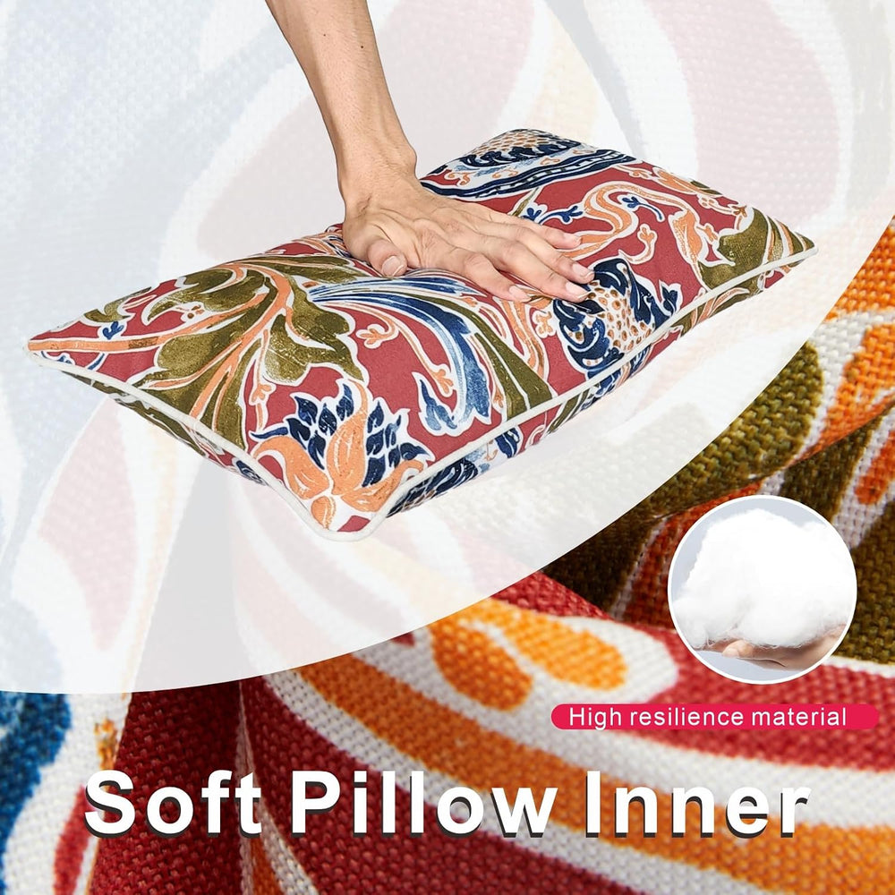 JMGBird Colorful Pillows Red Outdoor Pillows with Inserts Included