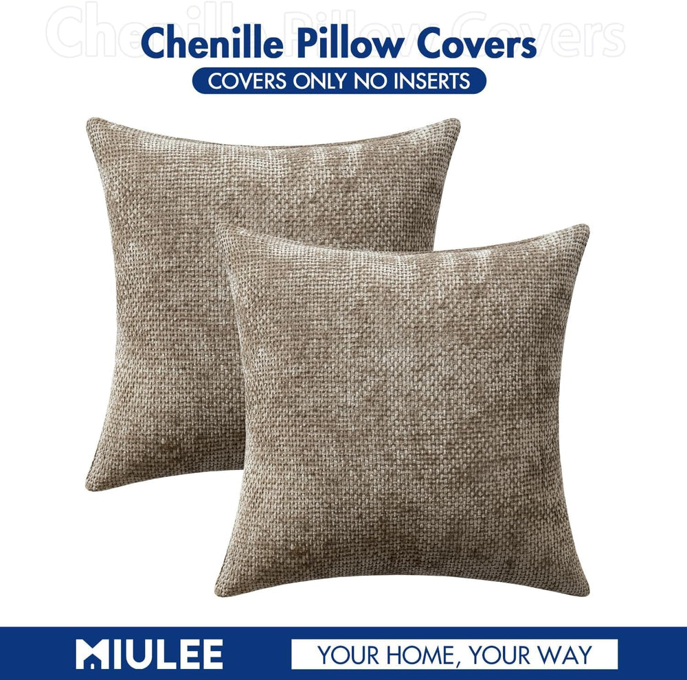 MIULEE Decorative Neutral Khaki Euro Sham Pillow Covers 26x26 Inch 2 Pack