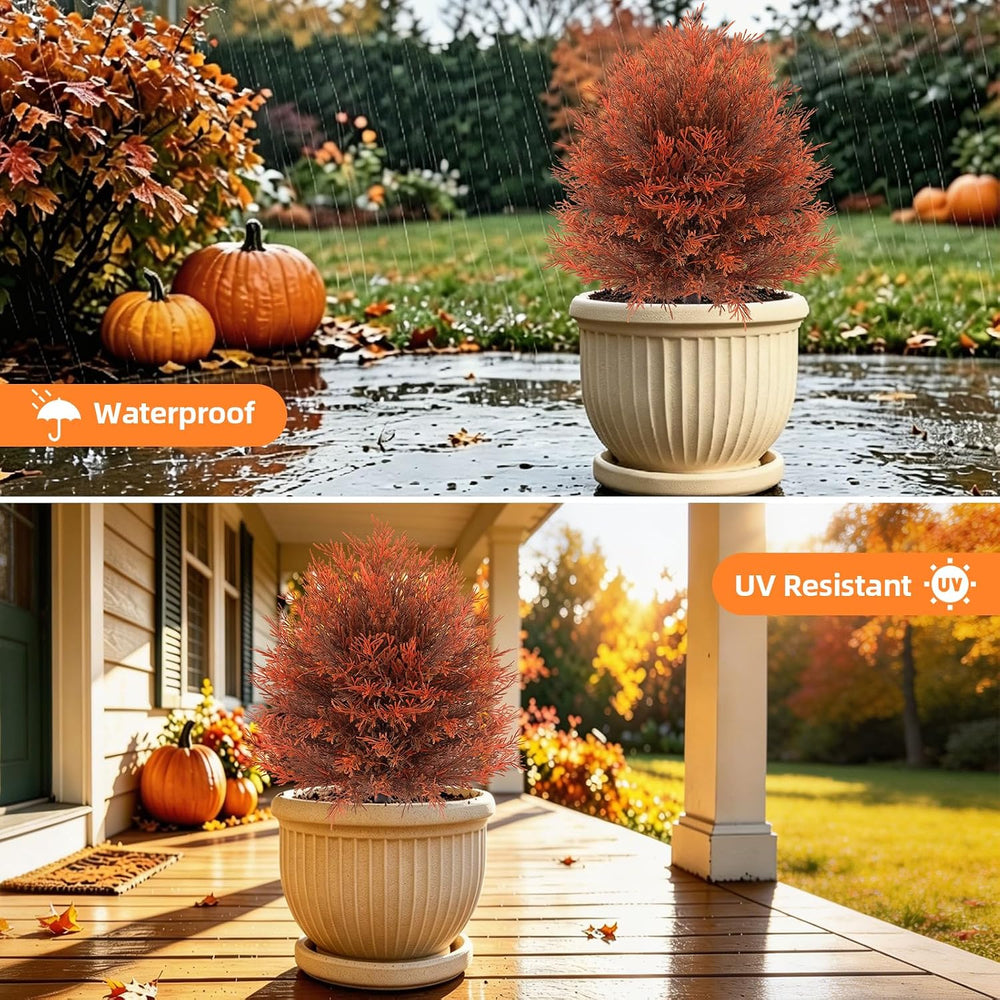 2Pack Fall Artificial Cypress Topiary, 24'' Outdoor Fake Bushes